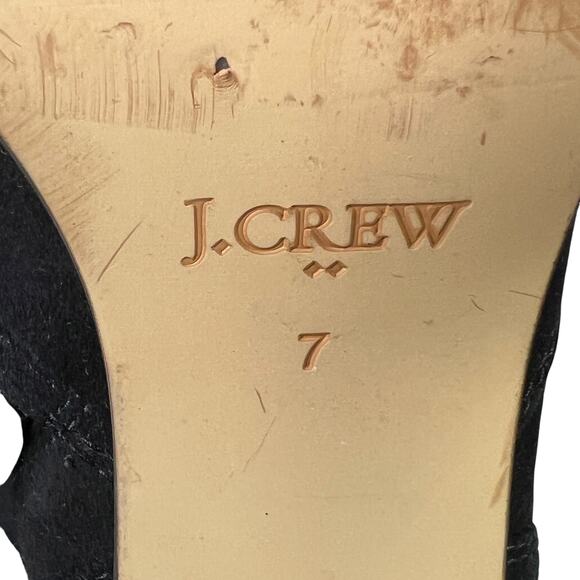 J. Crew Women’s Quinn Black Suede Ankle Boots Size 7 Block Heel Side Zip Booties - Picture 3 of 13